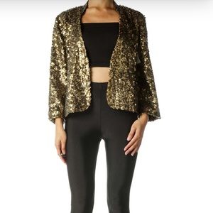 Alberto Makali NWT Gold Sequined Snap Button Blazer Size S